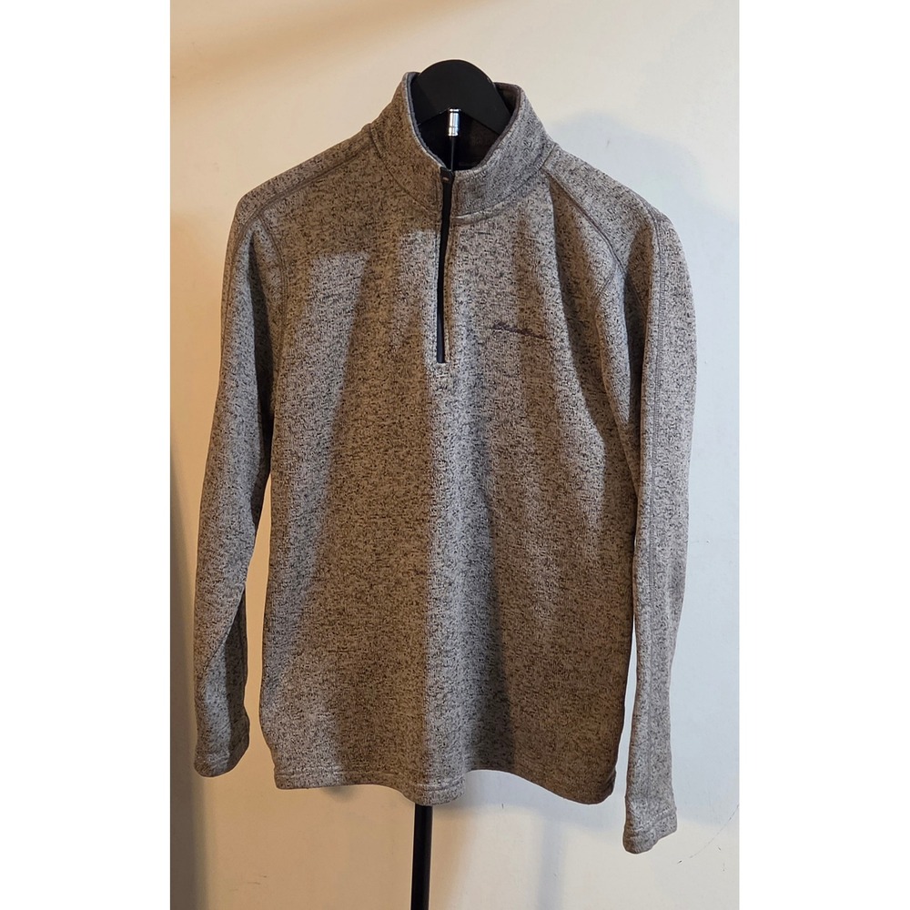Eddie Bauer Quarter Zip Knit Pullover Sweatshirt Mens Size Small Brown Black